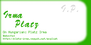 irma platz business card